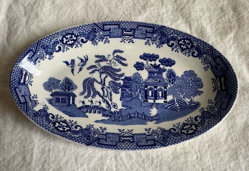 Wood & Sons England Blue Willow Oval Serving Platter